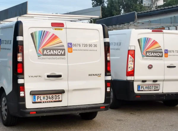Firmenfahrzeuge des Malermeisterbetriebs ASANOV